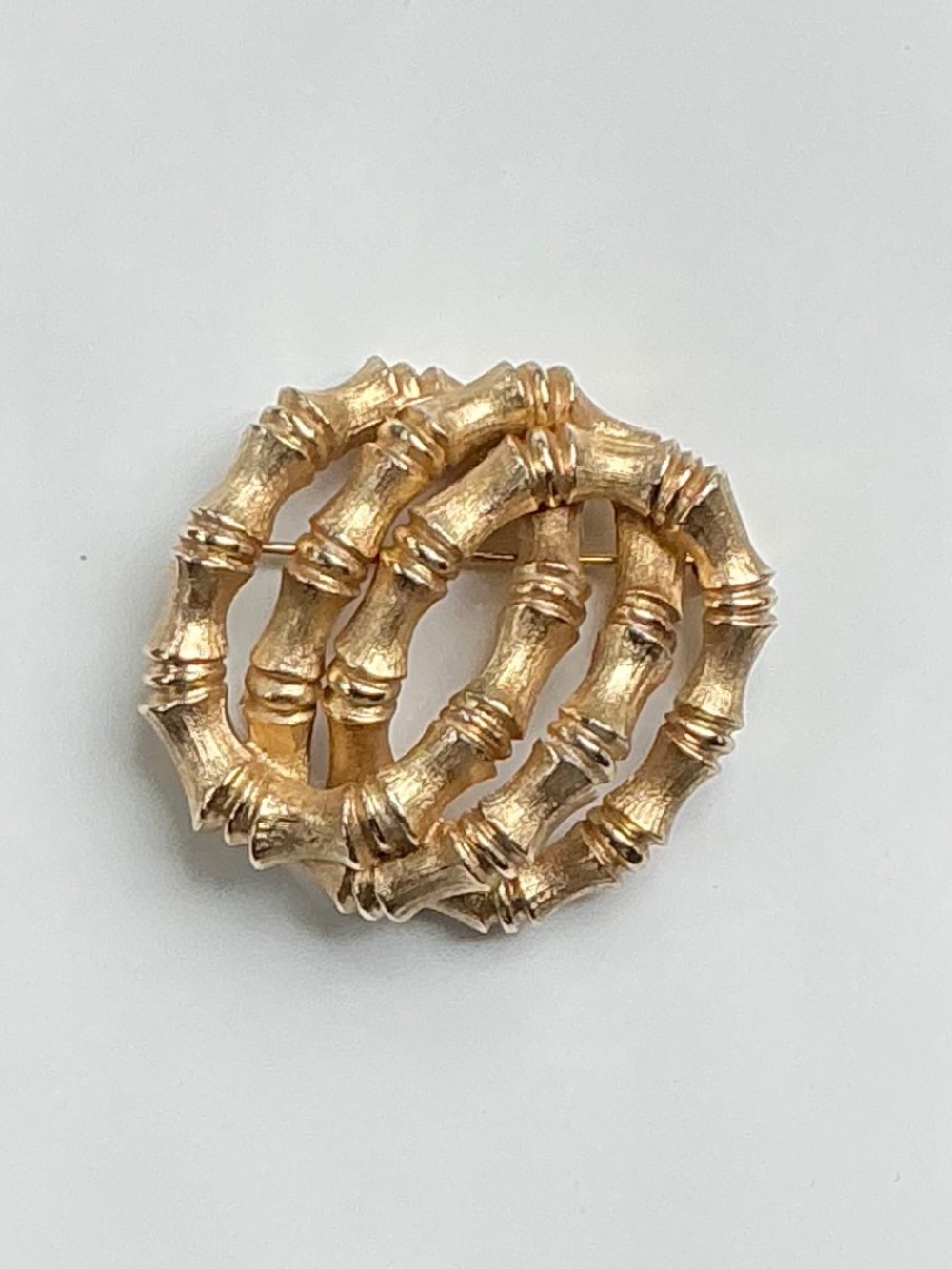 Vintage Boucher Signed & Numbered Bamboo Rings Brooch Gold Tone MCM